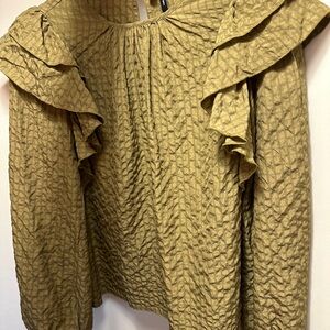 Nordstrom “Vero Moda” windowpane olive green blouse.